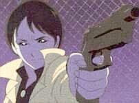 Mrs. Komyoji with a gun