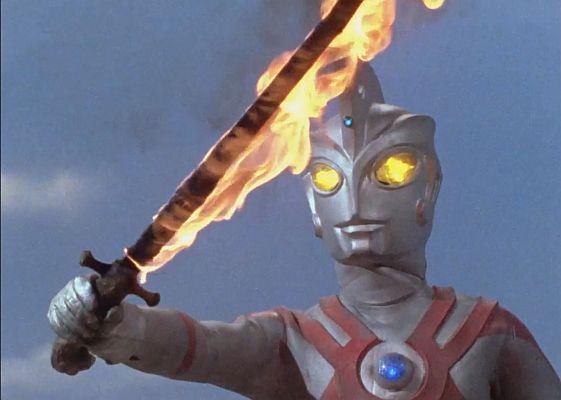 Ultraman Ace with flaming sword